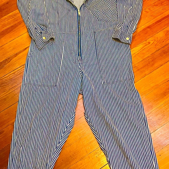 Men's Black and White Striped Jumpsuit - Picture 5 of 6